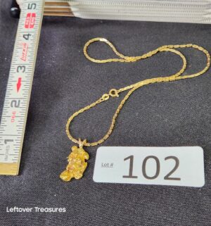 k102- natural gold nugget pendant & 14k Italy Gold Chain. Both tested
