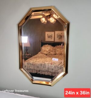 j4- 1970s Mastercraft style solid brass octagonal mirror