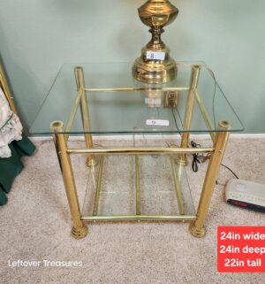 j9- Mid Century Glass & Brass Side Table