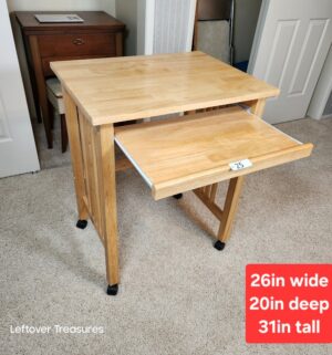 j25- Rolling Computer Desk. Space Saver