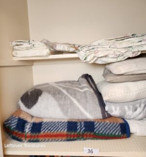 j36- Bedding & Pillows in Hall Closet. For queen/king - Image 1