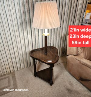 j57- Mid Century Clover Shaped Wood Lamp Table