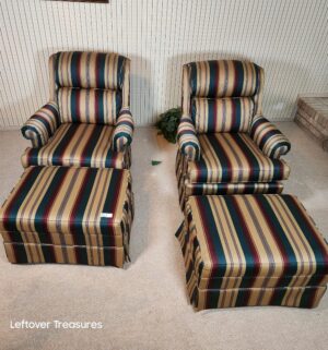 j61- Pair of Thomasville Arm Chairs w/ Ottomans. Swivel/Rocker Base. Amazing Condition - Image 1