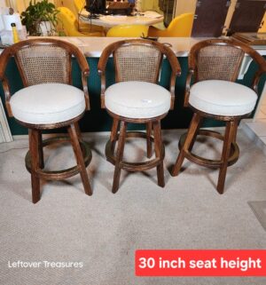 j64- Cane back Swivel Bar Stools. Very Good Condition - Image 1