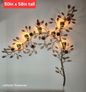 j67- Mid Century Italian Rose Vine Lighted Wall Hanging - Image 1