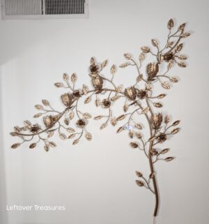 j67- Mid Century Italian Rose Vine Lighted Wall Hanging - Image 2
