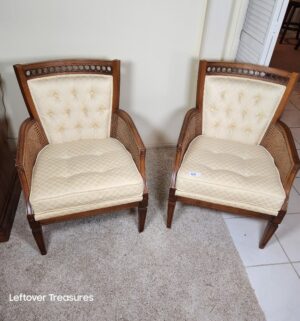 j68- Hollywood Regency-style set featuring cane barrel backs - Image 1