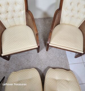 j68- Hollywood Regency-style set featuring cane barrel backs - Image 4