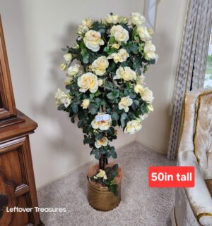 j71- Fake Rose Bush w/ pot - Image 1