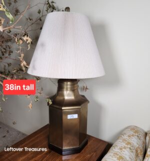 j75- vintage octagonal brass tea canister style table lamp - Image 1