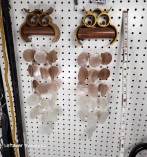 j118- vintage capiz shell owl wind chimes - Image 1