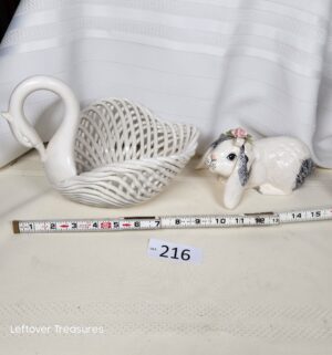 j216- ceramic bunny, swan - Image 1