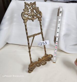 j253- Vintage Ornate Solid Brass Folding Easel Display Stand - Image 1