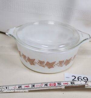 j269- vintage Pyrex Sandalwood Ivy casserole dish - Image 1