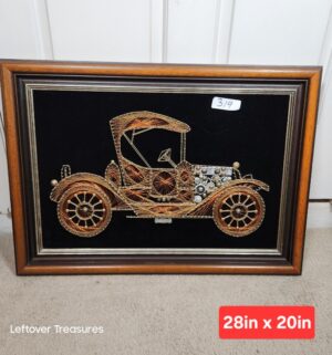 j319- Mid Century Metal wire art of Model T - Image 1