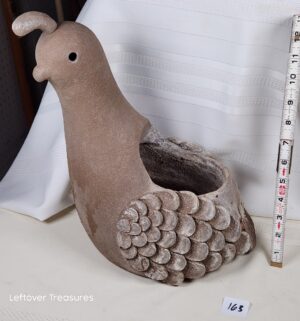 k163- California Quail Planter. Signed by Margaret Hudson