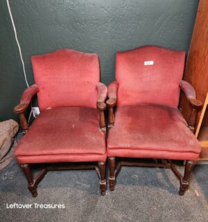 L14- Antique Walnut Wood Arm Chairs