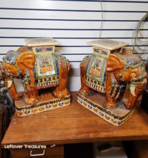 L41- pair of Vietnamese ceramic elephant garden stools