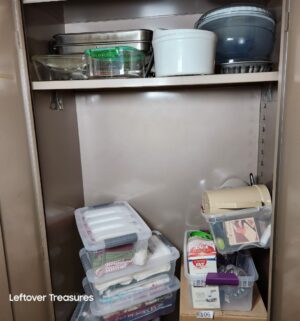 L106- boxes, totes misc household items, dishes