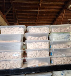 L192- Small Totes of dowels, woodworking items