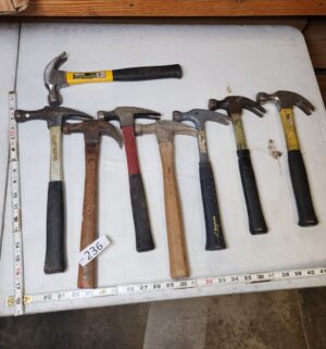 L236- assorted used claw hammers