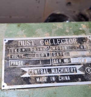 L282- Central Machinery Dust Collector - Image 3