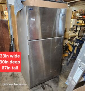 L322- Maytag Stainless Refrigerator. Works. Unplugged 3/3/26