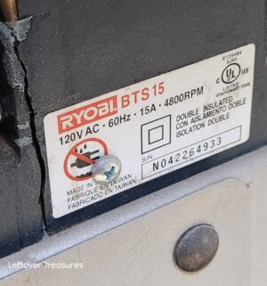 L424- Ryobi 10in Portable Table Saw. BTS15 - Image 4