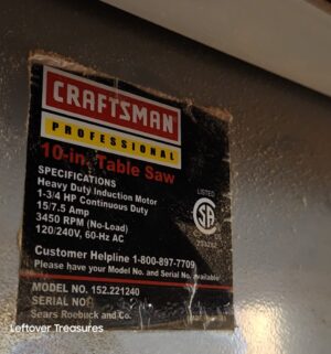 L445- Craftsman Professional 10 inch Table Saw / extra blades, accessories - Image 6