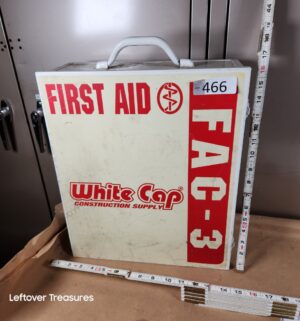 L466- vintage white cap fac-3 first aid box