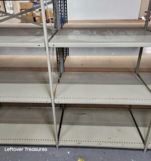 M179- One Row industrial-strength shelving units (4 total, as shown). Can be used as 2 sets of 2 units, must be unbolted. See video on listing - Image 3