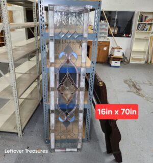 M235- leaded beveled glass window. 2 panels are cracked