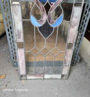 M235- leaded beveled glass window. 2 panels are cracked - Image 4