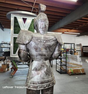 M239- Medieval Knight's Guard Armor Statue With Sword - 7 Feet Tall. Tin Metal. Very light weight - Image 4
