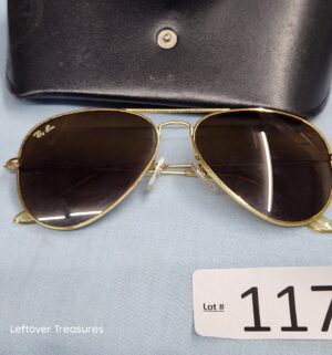 p117- Vintage Rare Ray-Ban 58014 Aviator Sunglasses Gold Frame Smoke Lenses W/Case