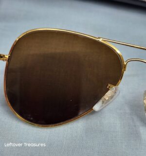 p117- Vintage Rare Ray-Ban 58014 Aviator Sunglasses Gold Frame Smoke Lenses W/Case - Image 5