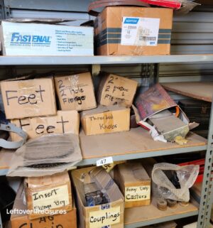 n47- Misc contents on the shelving Unit. Boxes describe contents within