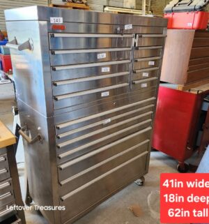 n143- CSPS stainless steel tool chest combo. From Coscto/Sams club. Tools not included
