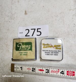 n275- Franz Electric, Visalia Electric Motor Shop. Fresno/Visalia tape measures