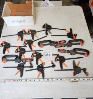 n358- collection of Quick-Adjust Bar Clamps and C-Clamps