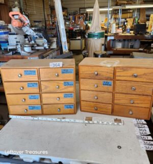 n364- pair of wooden organizer chest w/ RC parts