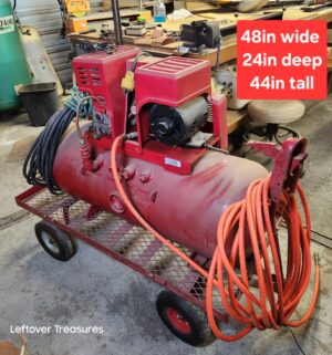 n388- Manchester Industrial Air Compressor w/ cart, power cord, hose
