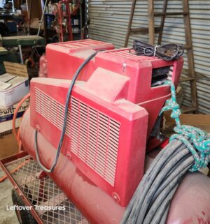 n388- Manchester Industrial Air Compressor w/ cart, power cord, hose - Image 8
