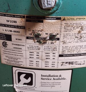 n389- Speedaire 80-gallon industrial vertical air compressor Model 5F231B - Image 8
