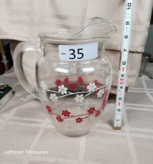 o35- 1950s Clear Glass Pitcher - Image 1