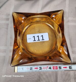 o111- Mid-Century Modern amber glass ashtray - Image 1