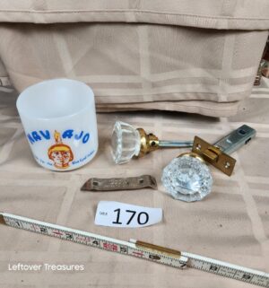 o170- Glass Door Knob, Coors bottle opener, navajo milk glass mug - Image 1