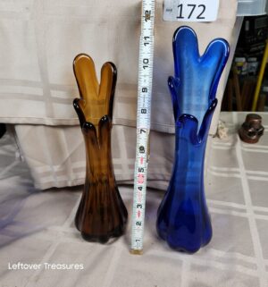 o172- Vintage Swung Glass Vases - Image 1