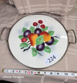 o224- vintage German porcelain and chrome cake plate. Echt keramik grunstadt - Image 1