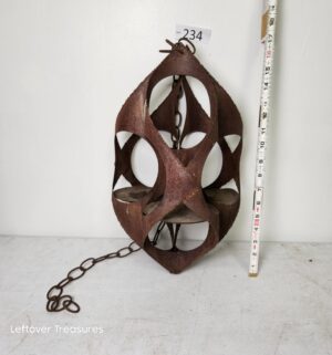 o234- Mid-Century Modern Brutalist metal hanging candle holder - Image 1